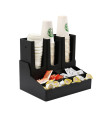 Base Of Bar Organization-Take Away With 3 Positions For Plastic-6 Paper Cups And Lids And 4 Positions For Sachets And Stirrers