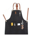Jean Barista-Bartender Apron With Leather Binding One Size